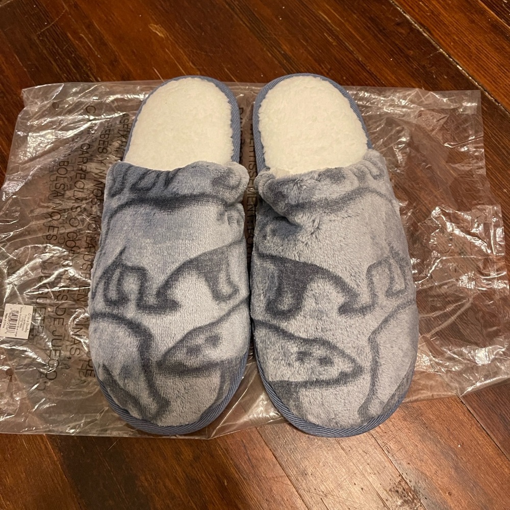 NEW Vera Bradley Sheared Fleece Slippers In Beary Merry Cool Blue Sz Large 9/10